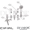 Cifial 31450T4 U TH400 5 Hole Deck Bath Mixer Dimension